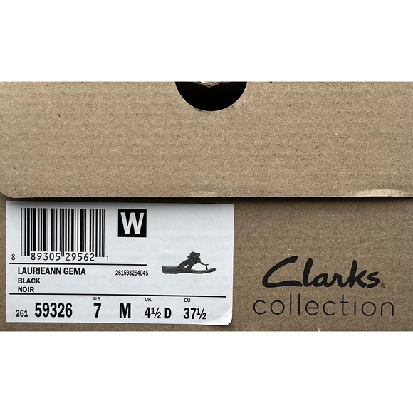Clarks Women's Laurieann Gema Leather Thong Sandal Size 7 Black Arch Support - Picture 10 of 14
